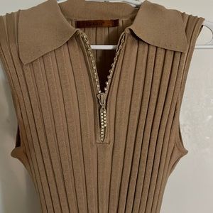 Belldini Tan Ribbed Sleeveless Top